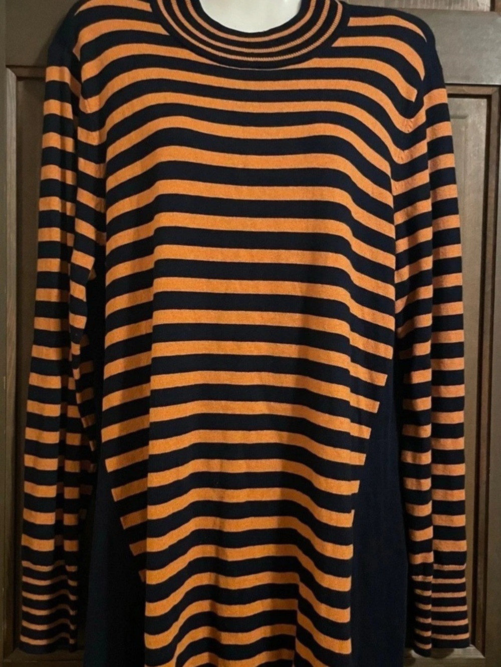 Susan Graver Striped Tunic in Black & Orange XL